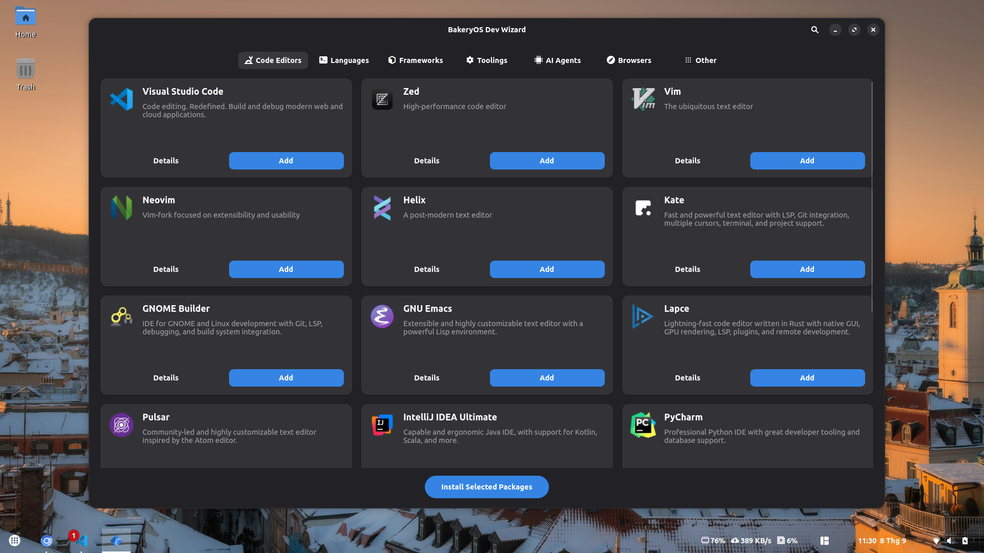 BakeryOS development wizard interface